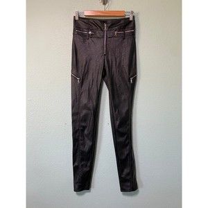 Tiger Mist Women's Black Pleather Pants with Zippers Size Medium